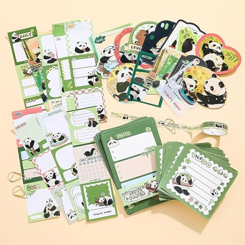 Image of MGNLR Vintage Aesthetic Scrapbook Kit(346Pcs) Scrapbooking Supplies Kit with Bullet Junk Journal,Stationery,A6 Grid Notebook Journaling Gift for Girl (Panda)