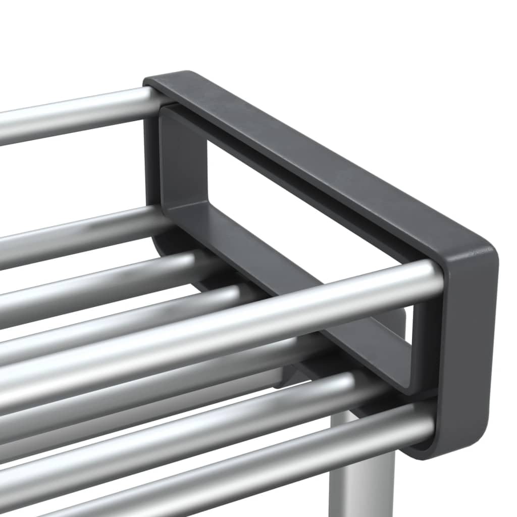 Carro de almacenamiento de aluminio 59 x 20 x 75 cm con 3 cestas y ruedas, estante ajustable, ahorra espacio para cocina, baño, oficina, organizador estable para un almacenamiento y orden