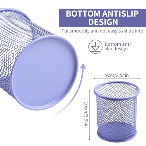 Purple Metal Mesh Pen Holder and Pencil Organizer Desk Accessory