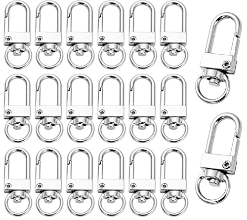 キーホルダー 金具 20個セット ナスカン ワンタッチキーホルダー 回転フック 360度回転 修理 交換 パーツ ハンドメイド アクセサリー DIY 手芸用品 手作り 素材 (シルバー)
