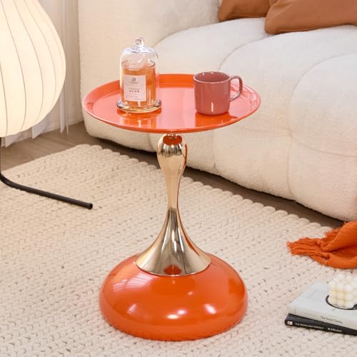 Sleek Hourglass Side Table - Stylish Modern Design Perfect for Living Rooms, Cafes, Dining Areas, Bedrooms, and Outdoors - Chic Decorative Accent (1, Hermes Orange)