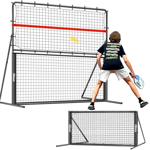 2-in-1 Pickleball Rebound Net & Pickleball Practice Trainer &ndash; 6x6FT Training Equipment Aid, Pickle...