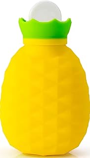 5 minibotellas de agua caliente de silicona con piña para calentar las manos, microondas, calentadores, manos calientes, bolsas de agua portátiles para adultos y niños, color amarillo, 200 ml