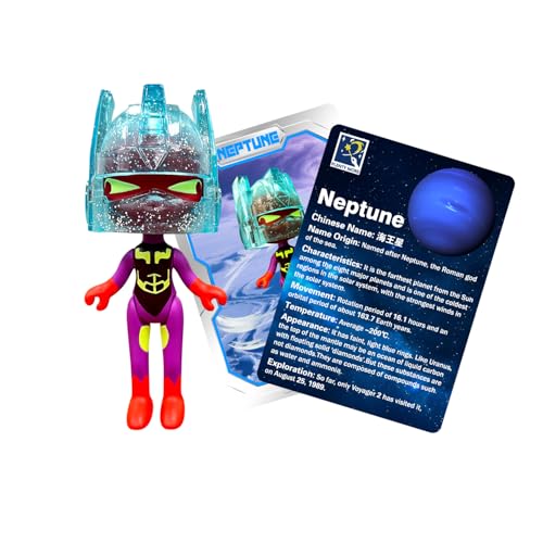 Image of PLENTY MORE HelmeTeam GLITTERS Neptune-Action Figure with Transparent Glitter Helmet, Collectable Neptune ID Card, Suitable for 6+ Kids, Safe Plastic Toy Fostering Planetary Knowledge & Icy Adventures