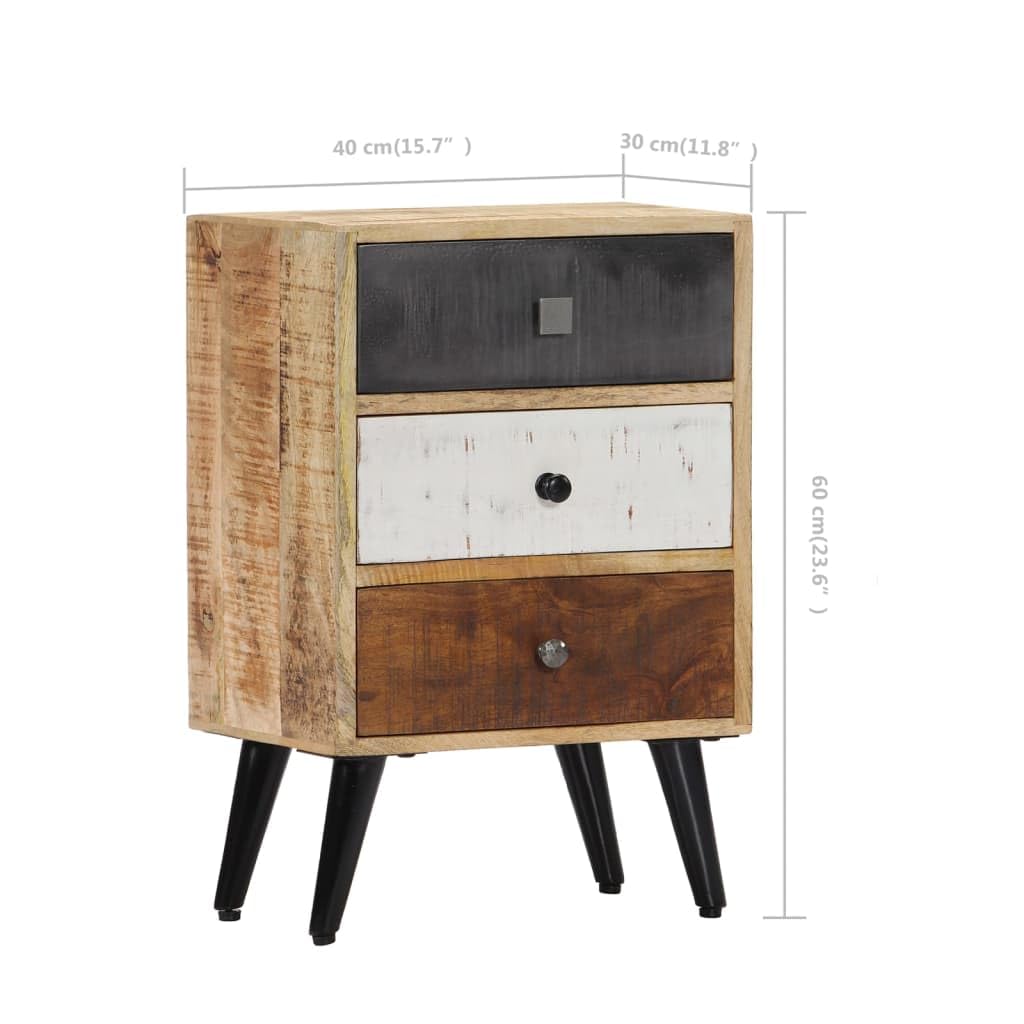 Generico Comodino 40x30x60 cm in Legno Massello di Mango,Comodini