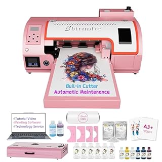 B btransfer A3 M1630 Pro DTF Printer Bundle Auto Maintenance&Cutter for T-Shirt Direct to Film Printing,White Ink Circulation Heat Transfer Home Use Machine for Fabric(Printer,Oven,Laptop,Supplies)
