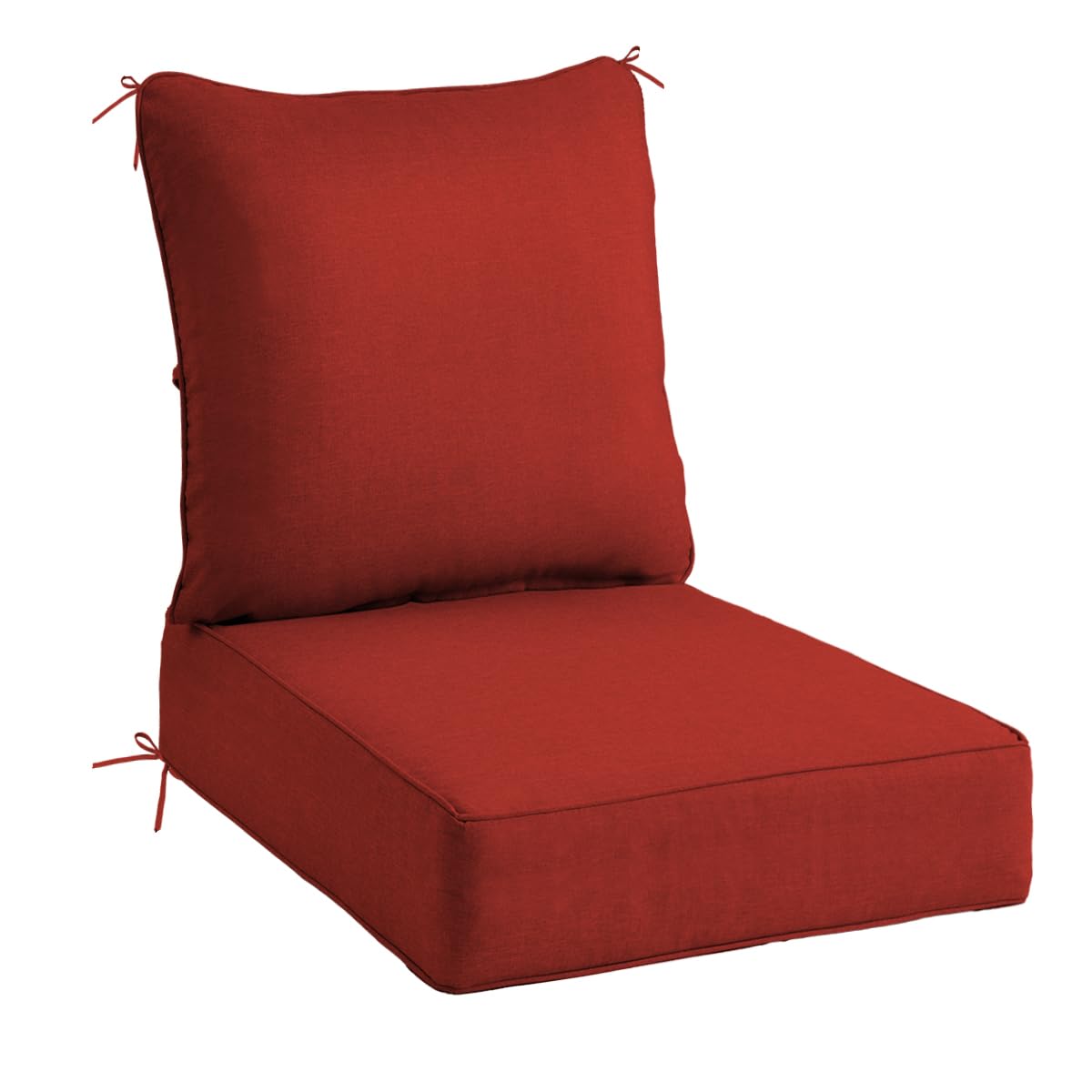Sundale Outdoor 6 Inch Thick Water-Resistant Olefin Deep Seat Cushions, Outdoor/Indoor Durable Couch Pad with Straps, Perfect for Yard, Living Room, (Red, 23" W x 26" D)