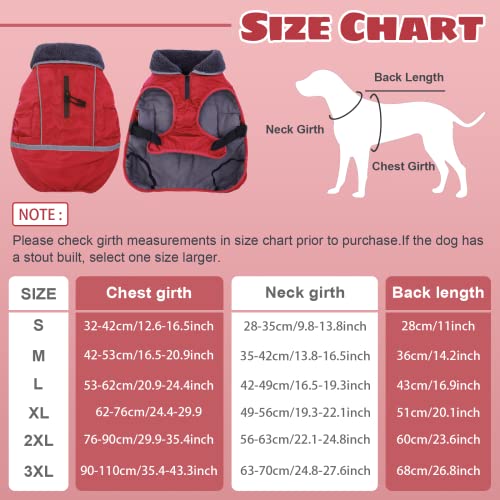 Ikipuko Dog Winter Coat, Waterproof Windproof Dog Snowsuit Warm Dog Coat With Neck Zipper, Dog Cold Weather Coats For Large Medium Small Dogs, Dog Fleece Jackets Reflective Dog Puffer Coat(Red Xl) #TOP4