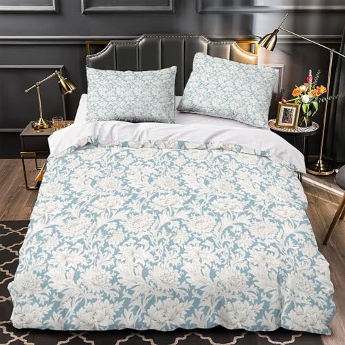 Housse de couette imprimé 3D floral microfibre confortable pour lit double - 2