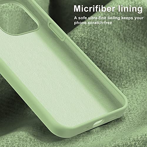 Image of Elzzi Microfiber Candy Case Compatible for iPhone 14 PRO MAX, Shockproof Slim Back Cover Liquid Silicone Case (Matcha Green)