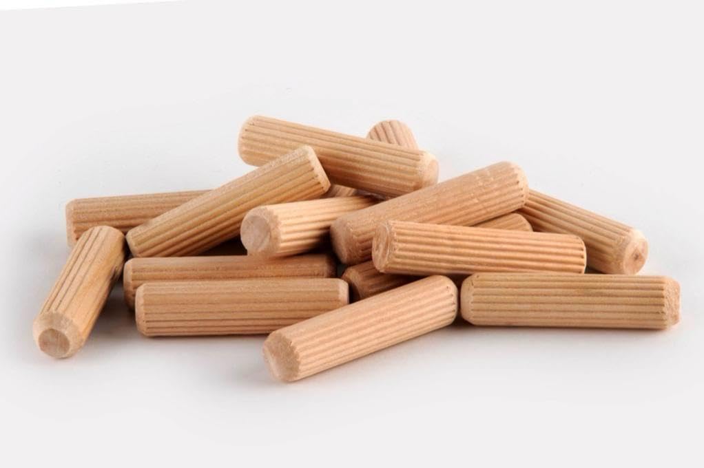 BLOOMAX® 6mm × 40mm Wooden Dowel Pins – Pack of 500 | Precision‑Cut Hardwood Fluted Pegs with Beveled Ends | Strong Straight Groove Pins for Furniture Joinery & Woodworking | Made in India