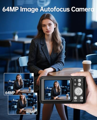 5K Digital Camera for Photography with 6X Optical Zoom, 64MP Autofocus WiFi Vlogging Camera for YouTube with Dual Lens, Compact Point and Shoot Digital Cameras with Touch Screen, 32GB Card,2 Batteries - Image 4