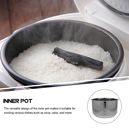 MUCKLILY Rice Cooker Inner Pot, Non-stick, Stainless Steel, Dishwasher & Oven Safe, 5L, Silver