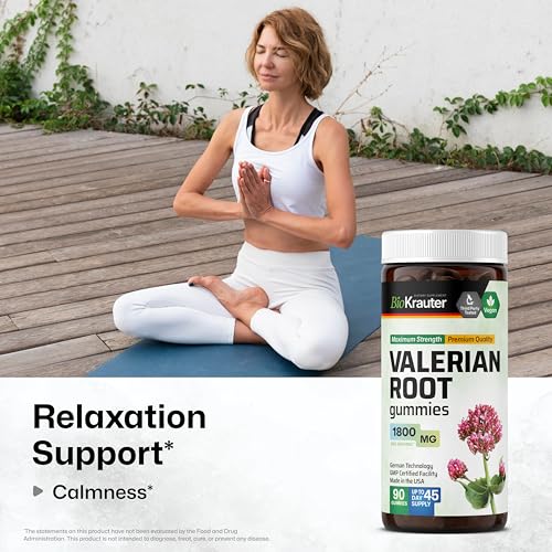 BIO KRAUTER Valerian Root Gummies - 1800 mg Strength - 90 Vegan Chews - No Melatonin - Support Relaxation & Calmness - Valerian Root Extract - Thumbnail 2