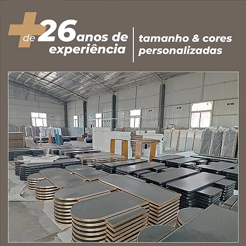 Espelho Retangular Chão Suporte Corpo Inteiro Moldura Dourada 1,51x41 Luxo