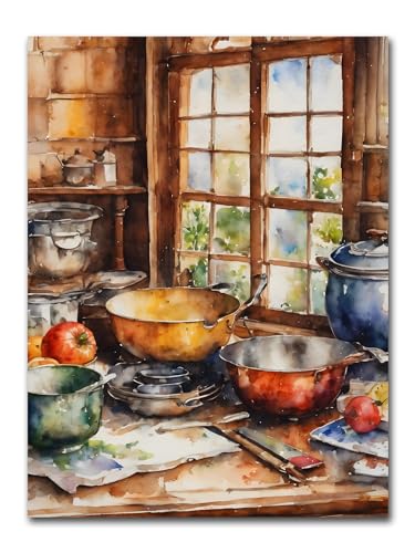 Cozy Cottage Charm: Original Art Print of a Cottage Kitchen