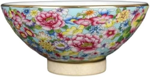 Chinese Blue Famille Rose Porcelain Edge Flower Bowl 5.1 Inch