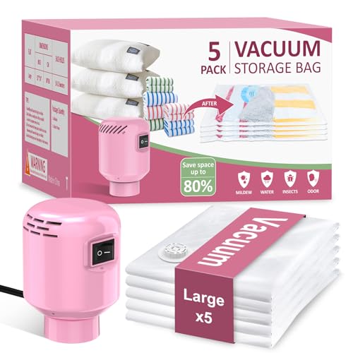 Set Sacchetti Sottovuoto Vestiti con Pompa (5 pz: 80x60cm). I Sacchetti Sottovuoto Vestiti Piccoli...