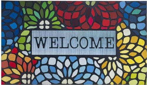 CHICHIC Colorful Welcome Door Mat, Welcome Mat 24x 36 Inch Front Doormat Outdoors for Home Entrance Outdoors Mats for Outside Entry Way Doormat, Heavy Duty Non Slip Rubber Back Low Profile