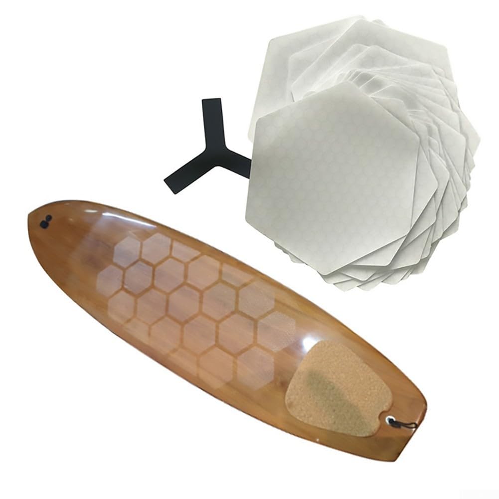 Zoegneer Almohadillas antideslizantes para tabla de surf, material de PC, juego de 20 piezas con regla de espacio para accesorios de surf, color blanco, 8 x 14 cm, resistente al desgaste para uso a