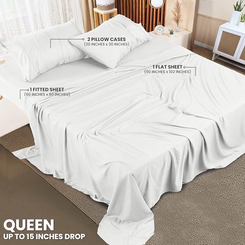 Image of Utopia Bedding Queen Size Sheet Set - Bulk Pack of 10 Bed Sheets Set - Soft Brushed Microfiber - Deep Pockets - Shrinkage & Fade Resistant - Easy Care (White)