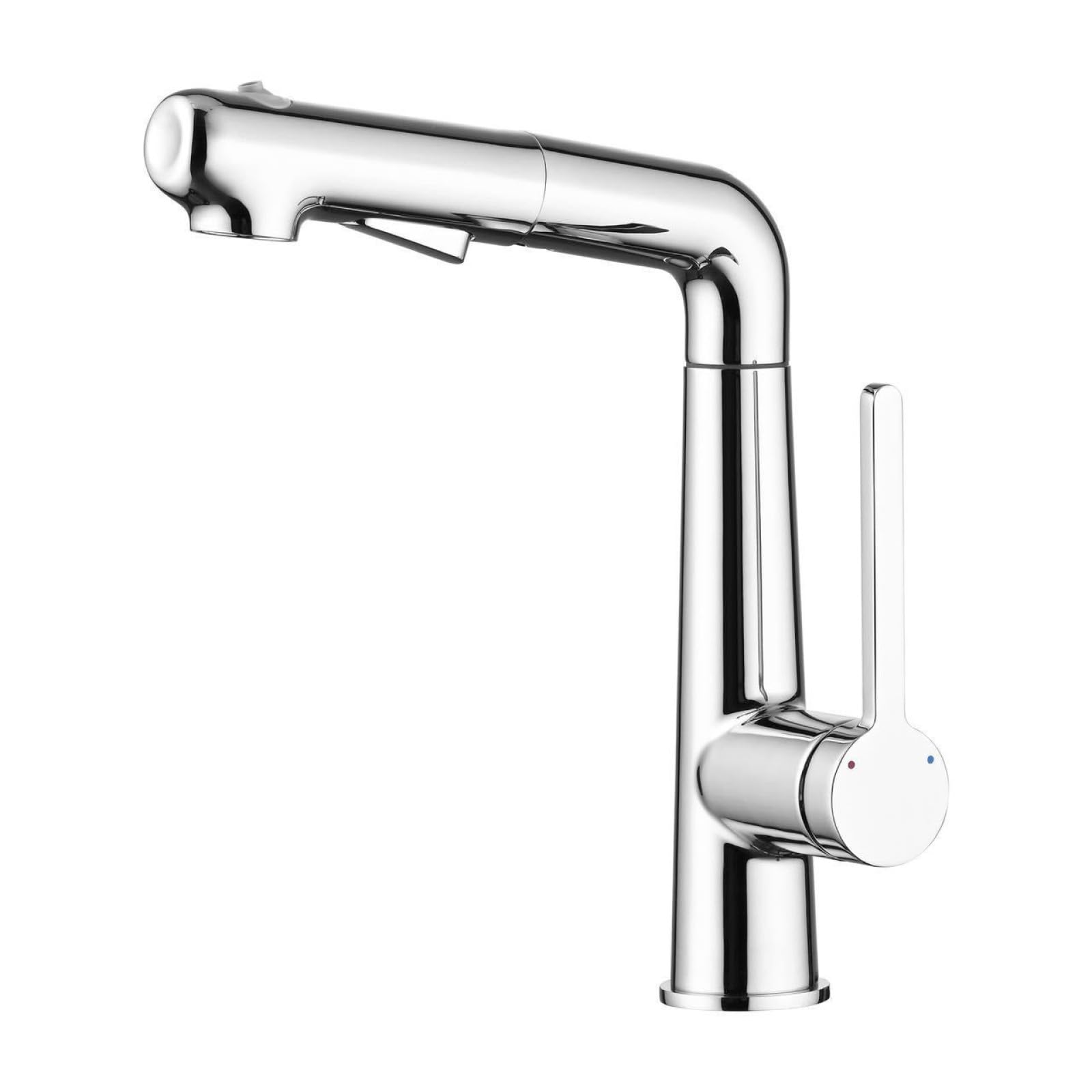 Fanjubei Chrome Plating Zinc Alloy Hot And Cold Pull-Out Basin Faucet, Chrome-Plated