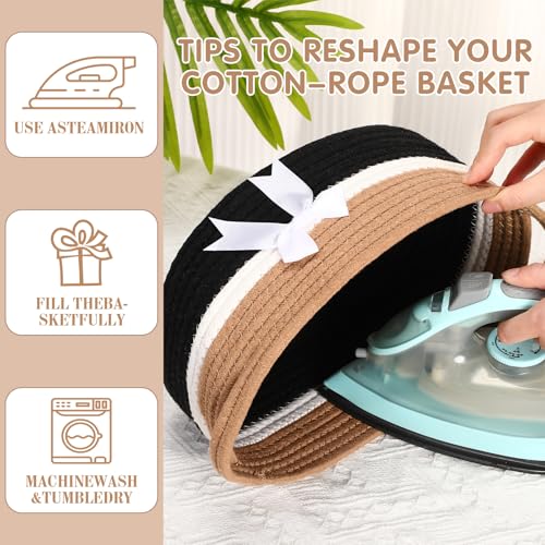 Image of Colingmill 2 Pack Graduation Woven Gift Basket Empty with Ribbon Bow, 12''x8''x5'' Chest Box with Gift Bags Candy Baskets with Handle for Mother's Day Wedding Birthday Decor(Black, Khaki)