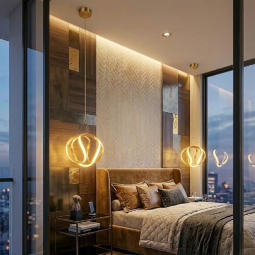 Image of Groeien 12W 3 Color Gold LED Wave Orbit Pendant, Home Ceiling Lamp(Pendant WaveOrbit, 1)