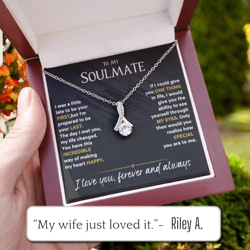 To My Soulmate Necklace For Women, Soul Mate Jewelry for Women, Future Wife Gifts, To My Wife Necklace from Husband, Gifts for Girlfriend, Pendant With Message Card4