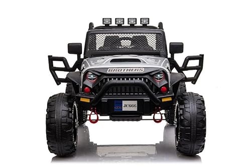 Kinderfahrzeug - Elektro Auto Offroad,24V Akku, 2x200W Motoren Lackiert Silber 2,4Ghz+Ledersitz+Eva (Silber)