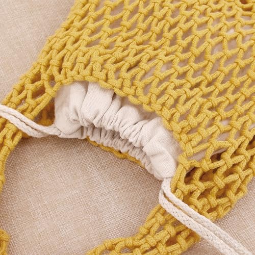 Image of Naimo Straw Beach Bag Woven Rattan Shoulder Bag Fishing Net Handbag Cotton Rope Tote Summer Crochet Hobo Bag