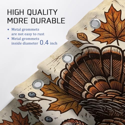 Rideau de douche imperméable salle de bain hôtel Thanksgiving feuille d'érable 183x213 - 5