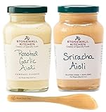 Aioli, Roasted Garlic and Sriracha Aioli, 10.25 Ounce (Pack of 2) - with Make Your Day Spreader