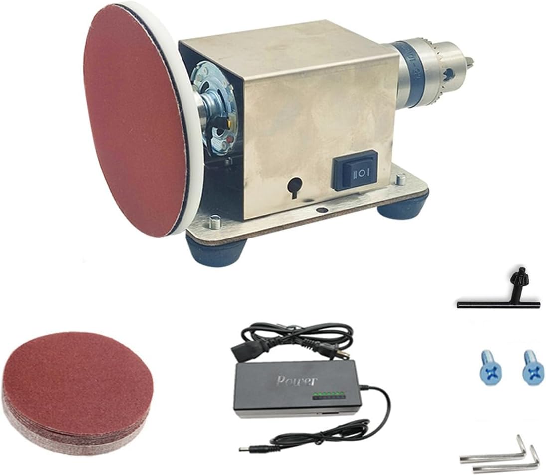Bench Grinder 4 inch High-Speed Grinding Tool with Maximum 6000 RPM Durable and Reliable for Sharpening and Grinding (Drill Clamp + Sandpaper Disc Set Knob Speed Control Model)