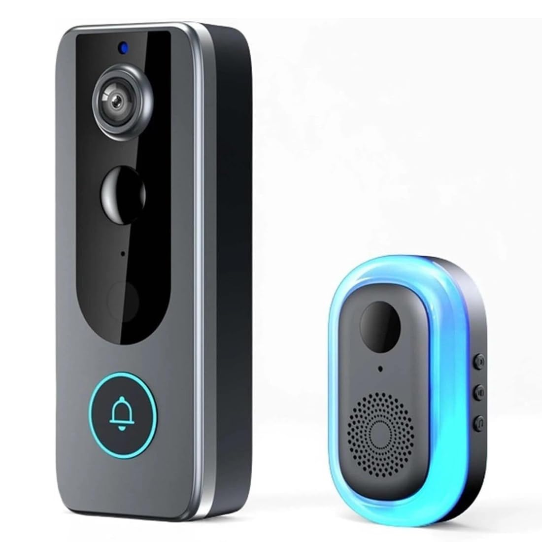 Campanello video wireless 1080P con campanello, WiFi 2.4Ghz, rilevamento movimento PIR, audio a 2 vie, Wi-Fi 2.4G, alimentazione a batteria, visione notturna, archiviazione cloud, sorveglianza