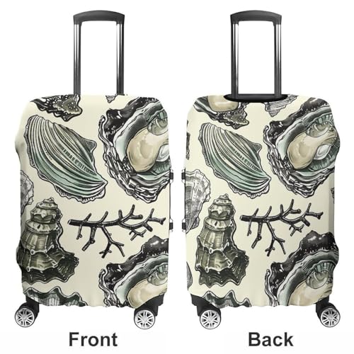 Oysters And Shells Elastic Luggage Cover Suitcase Protector for 19-32 Inch Suitcases | Universal Stretchable Travel Bag Cover | Anti-Scratch, Washable with Zipper Closure S3