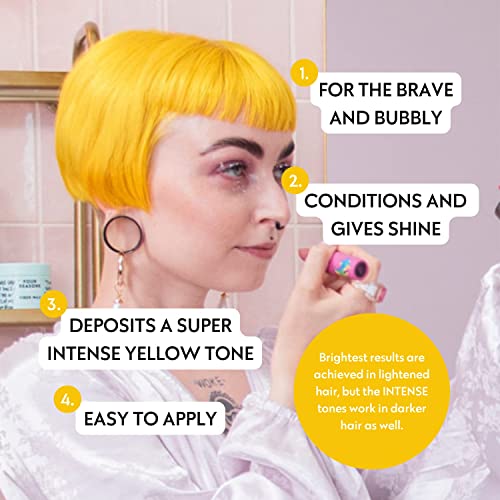 Image of FOUR REASONS Color Mask INTENSE Yellow (27 Colors) - Color Depositing Conditioner - Semi Permanent Yellow Hair Dye for Lightened and Colored Hair- 100% Vegan, 6.76 fl oz