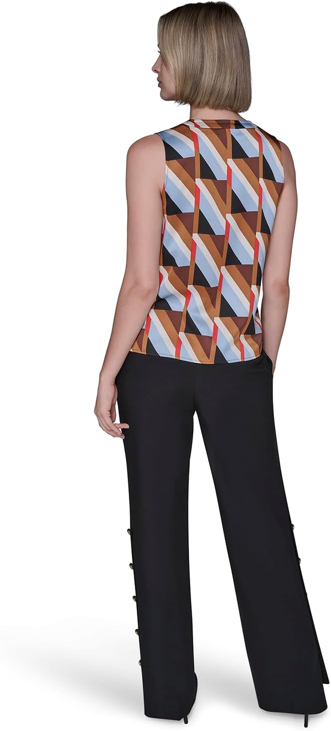 Karl Lagerfeld Women's Sleeveless Strappy V-Neck Woven Blouse - Image 4