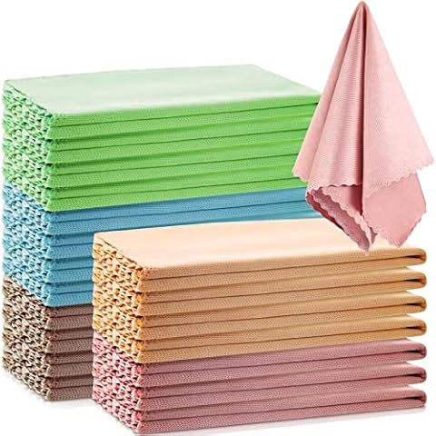 20 Pcs Glass Polishing Cloth Microfiber Glass Cleaning Cloth Glass Streakless Buff Window Cleaning Cloth for Glassware Wineglass Cleaner Window Mirrors(24 Pcs, 16 x 16 Inch) Cover