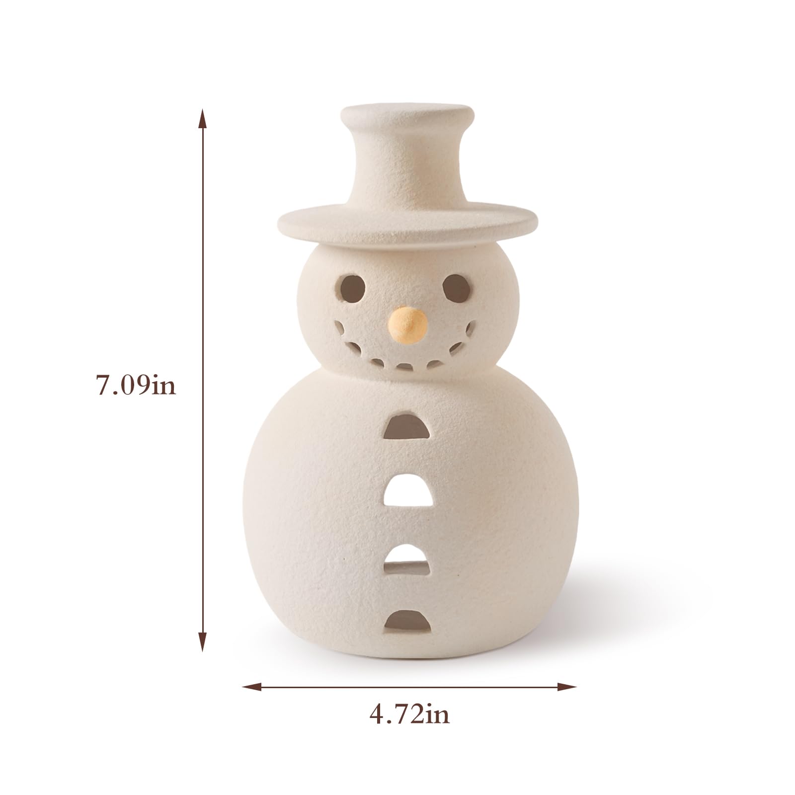 Decorazioni natalizie, 18 cm, statuetta di pupazzo di neve in terracotta