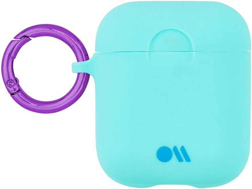 Case-Mate AirPods Case Cover Hook Ups - Silicone Compatible with Apple AirPods Series 1 & 2 - Aqua Blue