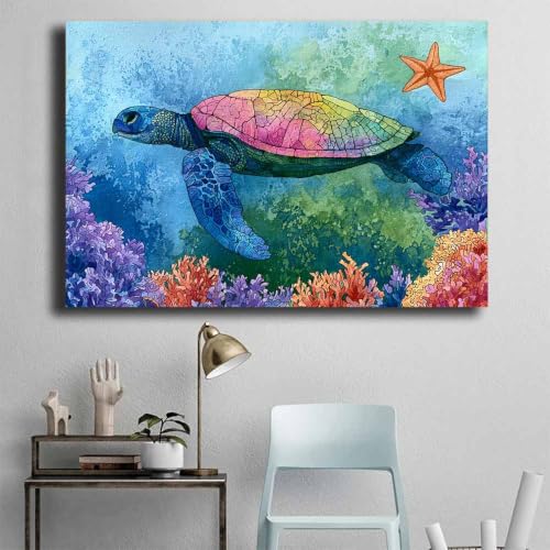 Toile tortue de mer multicolore PUQAAEO impression haute définition 40x60