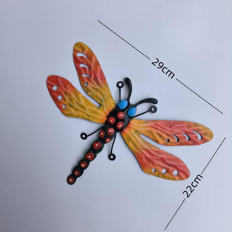 Metal Dragonfly Wall Decor 3 Pack 21x30cm Garden Outdoor Metal Wall Art for Patio Hanging Decorations Sculpture for Living Room Bedroom Bathroom Kitchen Fence Decor - Image 2