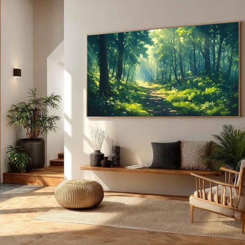 Cuadros de pared de paisaje natural y lienzo de bosque verde para decoración del hogar moderna