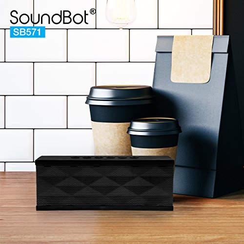 SoundBot SB571 Bluetooth Wireless Speaker 12W Output HD Bass 40mm Dual Driver Portable Speakerphone for 12Hr Enhanced Music Streaming & HandsFree Calling, Built-in Mic, 3.5mm Line-in