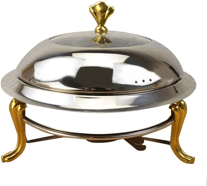 Stainless Steel Chafing Dish Round Buffet Chafer with Lid and Chafing Fuel Holder 10 Inch for Warmer Tray Catering Buffet Kitchen Party Dining
