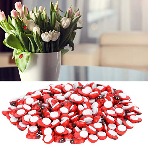 Agatige 300Pcs Tiny Ladybug Decoration, Ladybugs For Crafts Ladybug Charm Self-Adhesive Wooden Ladybugs Embellishments For Diy Crafts Home Decor Scrapbooking Plant Ornaments #TOP7