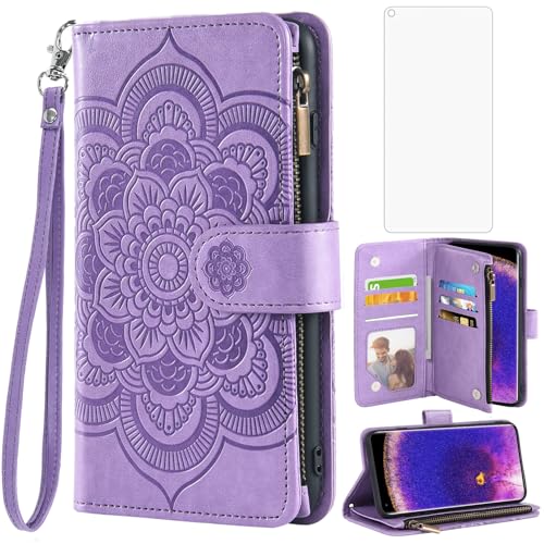 Étui OPPO Find X5 Pro Asuwish housse portefeuille en cuir fleur avec verre trempé
