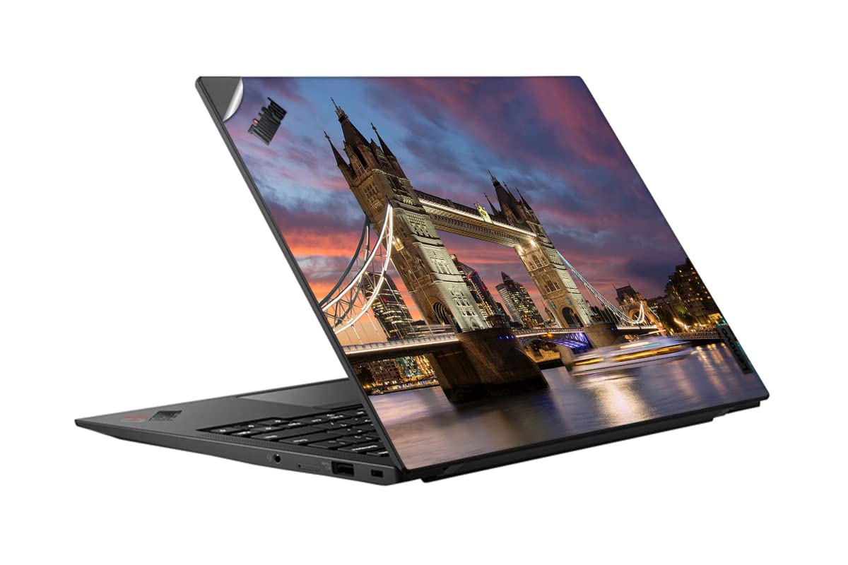 GADGETS WRAPPrinted Vinyl Top Only Skin Sticker Decal for Lenovo Thinkpad X1 Carbon 9th Gen - Tower Bridge Sunset