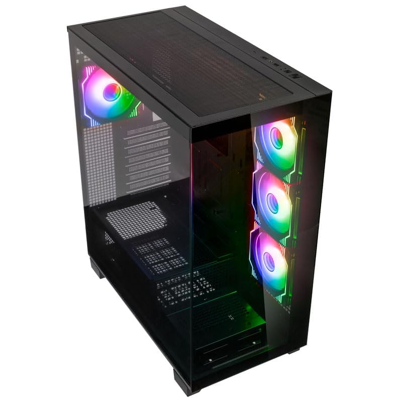 Kolink Unity Arena PC Case, Borderless Glass Side Panel, 420 mm GPU Freedom, Half PSU Case, Pre-Installed Kolink Umbra X Fans, SPCC Steel, Mid Tower, Black